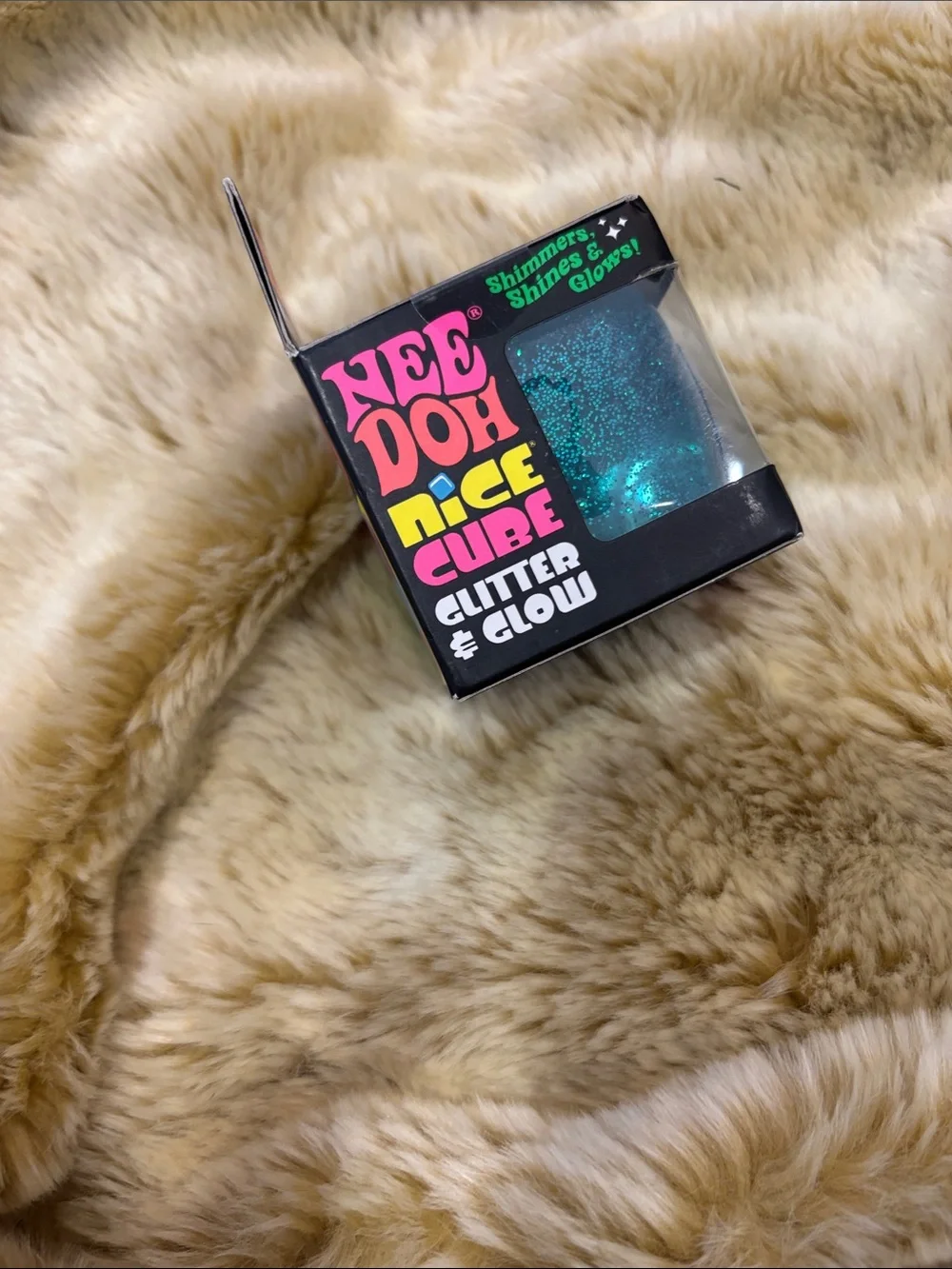 Nee Doh Nice Cube Glitter & Glow Stress Toy - Blue